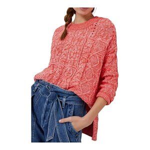 NWT‎ Anthropologie Pilcro Jasmine Cable-Knit Tunic Sweater, marled red, size M